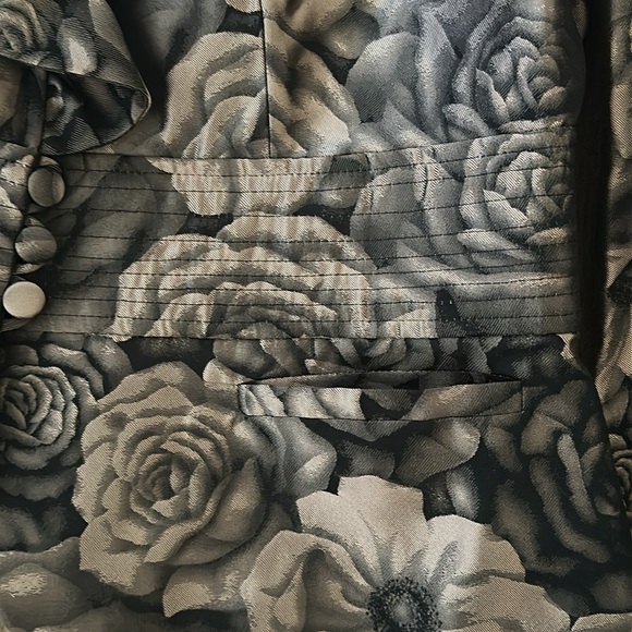 ARMANI COLLEZIONI ROSE GOLD GROSGRAIN PEPLUM JACKET WITH A ROSE DESIGN Size 12 - Picture 6 of 11